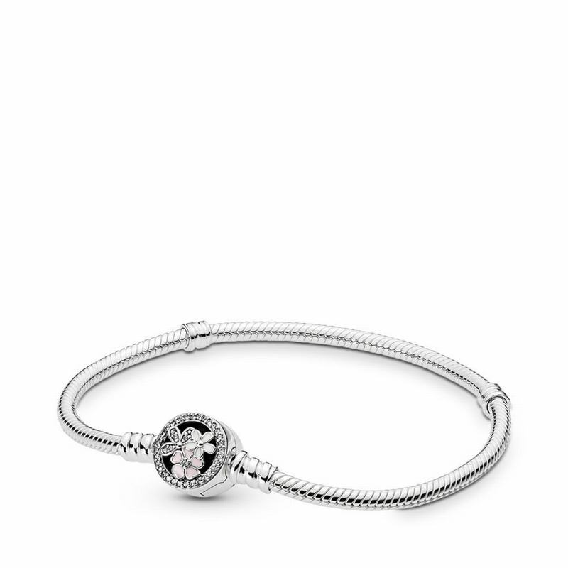 Pandora Poetic Blooms Bracelet Ireland - Sterling Silver/Enamel/Pink/Cubic Zirconia - 137806WFU